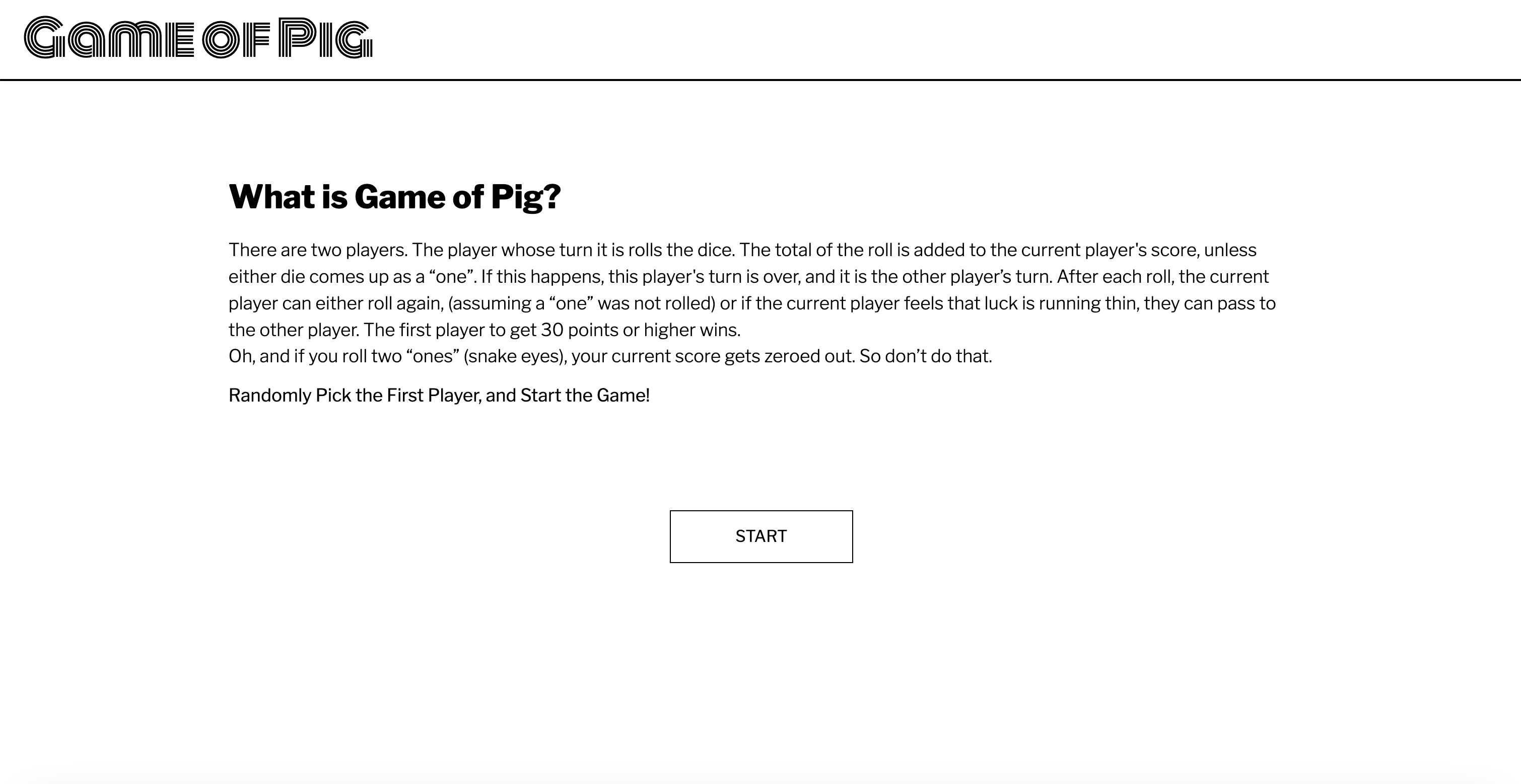 game of pig